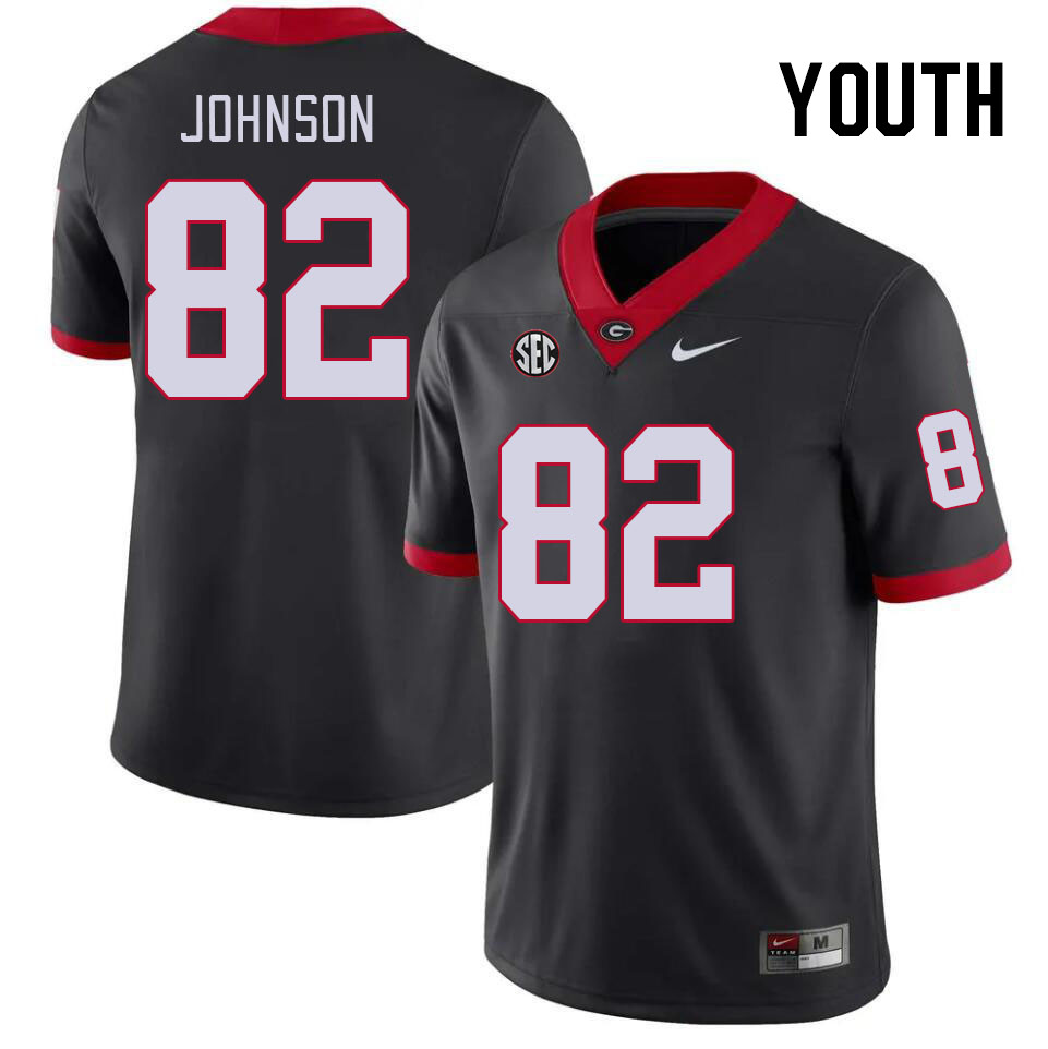 Youth #82 Logan Johnson Georgia Bulldogs College Football Jerseys Stitched-Black